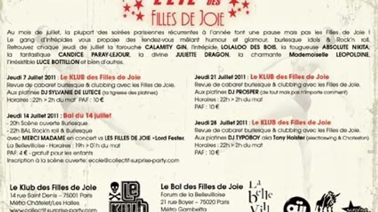 Les jeudis de l'été avec les Filles de Joie