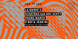 Concrete: La Mamie's, Schatrax b2b Doc Scott, Young Marco