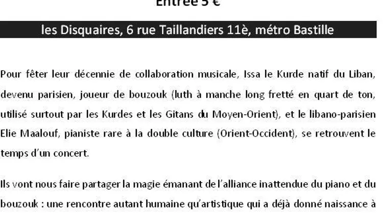 Elie Maalouf & Issa en concert à Paris