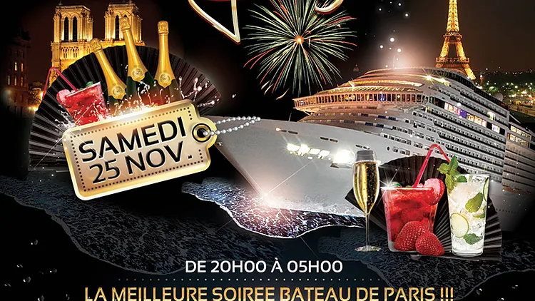 CRAZY BOAT (CROISIERE, FILLE=GRATUIT, DEUX AMBIANCES, TOUR EIFFEL, BBQ, TERRASSE GEANTE, MOJITOS)
