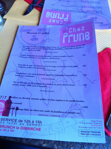 Chez Prune Restaurant Bar Paris