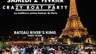 CRAZY BOAT (CROISIERE, OPEN BAR, BUFFET, FILLE=GRATUIT, 2 AMBIANCES, TOUR EIFFEL, TERRASSE, MOJITOS)