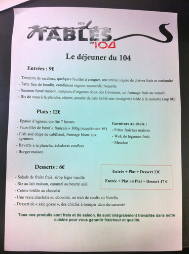 Les Grandes Tables du 104 Restaurant Paris