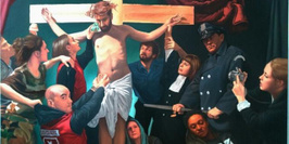 Exposition de Golgotha, ici et maintenant, représentation contemporaine de la crucifixion