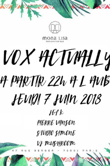 VOX ACTUALLY w/ JEF K, Studio Simone, Vanson