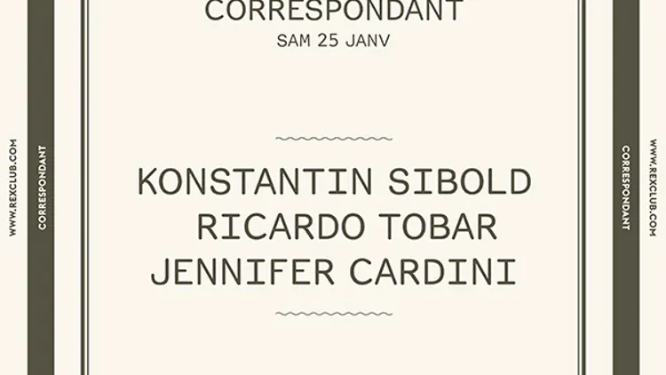 Correspondant: Jennifer Cardini, Ricardo Tobar, Konstantin Sibold