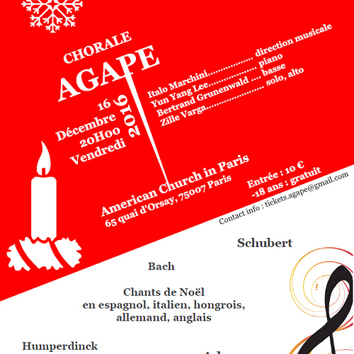Noël international AGAPE Eglise Américaine de Paris 16 décembre 2016