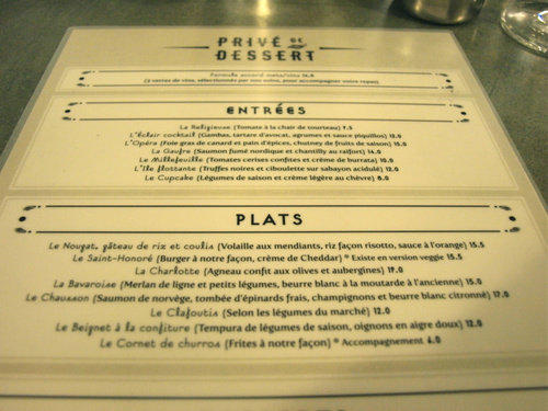 Privé de Dessert Restaurant Paris