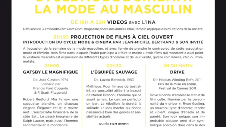 Sur Mesure : Cycle Mode et Cinéma : La Mode au Masculin