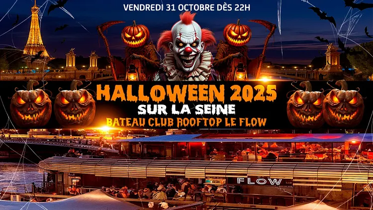 HALLOWEEN BOAT ROOFTOP PARTY HANTÉ GÉANTE SUR LA SEINE