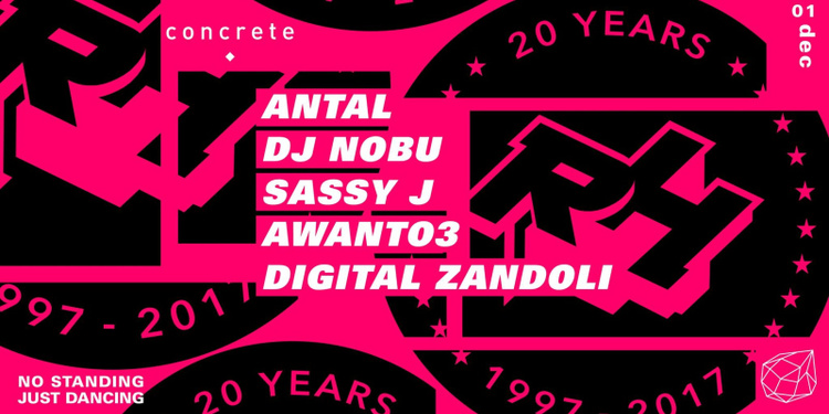 Concrete X Rush Hour 20 years: Antal, DJ Nobu, Sassy J , Awanto3