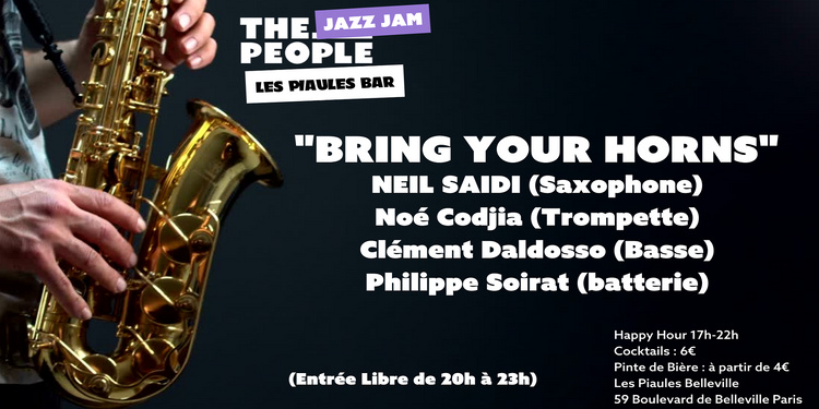 Jazz Jam "Bring Your Horns" avec Neil Saidi, Noé Codjia, Clément Daldosso et Philippe Soirat
