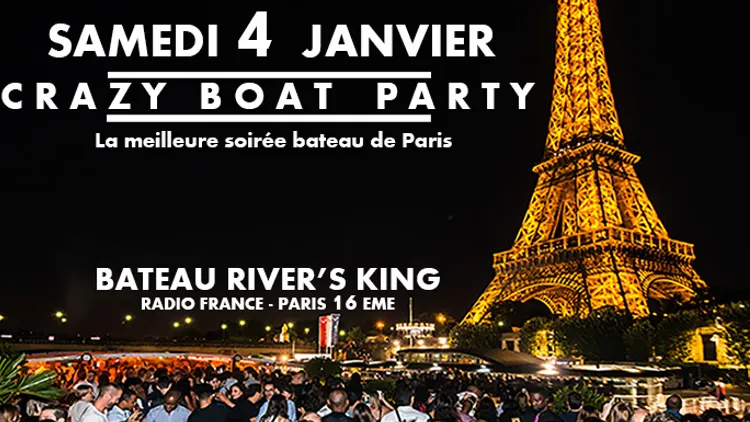 CRAZY BOAT (CROISIERE, OPEN BAR, BUFFET, FILLE=GRATUIT, 2 AMBIANCES, TOUR EIFFEL, TERRASSE, MOJITOS)
