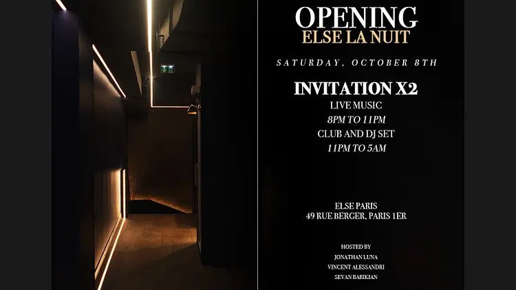 Samedi «Grand Opening» Else la Nuit